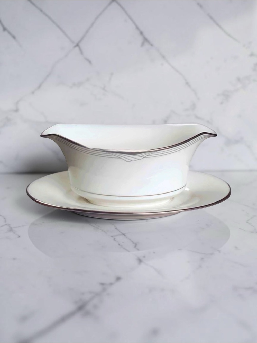 VINTAGE NORITAKE Sterling Cove Gravy boat w/Platter Fine China Retired LIKE New